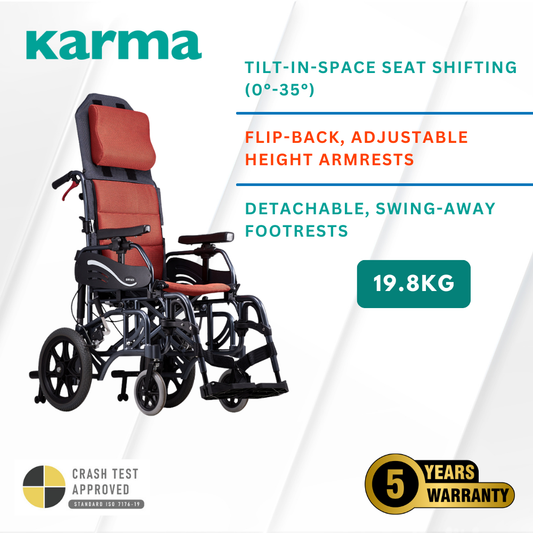 Karma VIP515 Tilt-in-space Folding Wheelchair