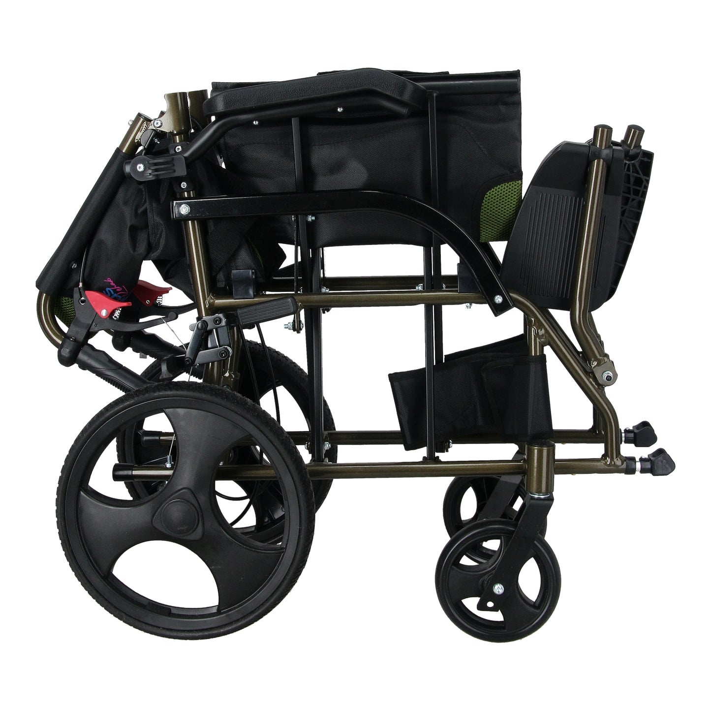 Lifeplus Flip-up Travel Wheelchair PHW863 - Forest Green